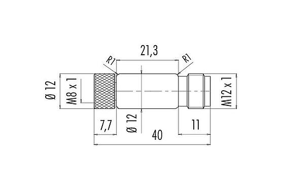 Scale drawing M12/M8 Adapter, Contacts: 4, unshielded, pluggable, IP67