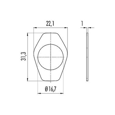 Scale drawing 16 0334 539 - Flat seal, ELC