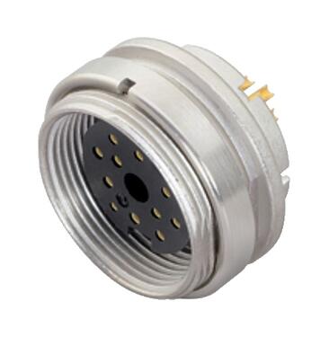 Illustration M16 Female panel mount connector, Contacts: 14 (14-b), unshielded, solder, IP40, M18x0,75, Rear mounting