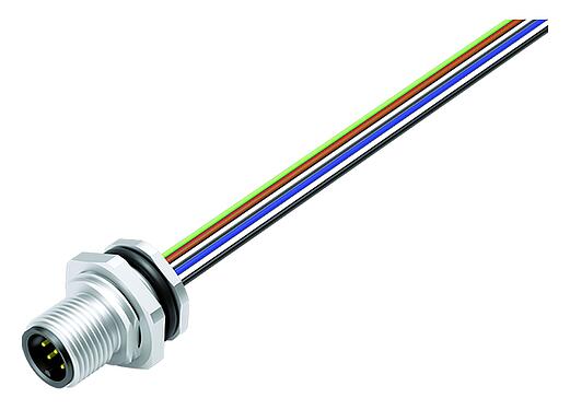 Illustration 76 2631 1111 00008-1000 - M12 Male panel mount connector, Contacts: 8, unshielded, single wires, IP68, UL, M16x1.5, Rear Mounting, stainless steel