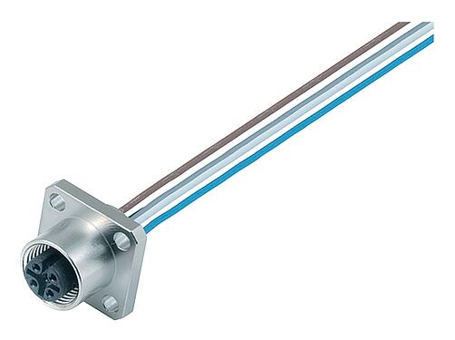 Illustration 76 0932 0111 00004-0200 - M12 Square female panel mount connector, Contacts: 4, unshielded, single wires, IP40, UL 2238, Square