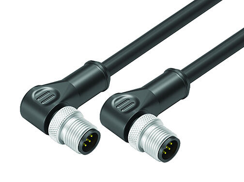 Illustration 77 3527 3527 64708-1000 - M12/M12 câble de raccordement 2 connecteur mâle coudé, Contacts: 8, blindé, surmoulé sur le câble, IP67, Ethernet CAT5e, TPE, noir, 4 x 2 x AWG 24, 10 m