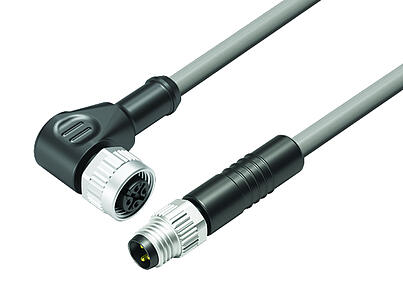 Automation Technology - Sensors and Actuators--Male cable connector - female angled connector M12x1_VL_WDM12-77-3434_KSM8-3405-20003_grey