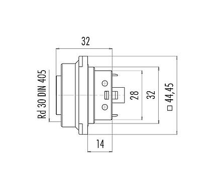 Scale drawing 99 0740 00 24 - RD30 Female panel mount connector, Contacts: 24, unshielded, solder, IP65