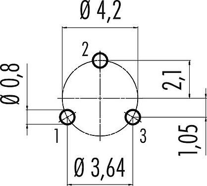 Conductor layout Snap-In Female panel mount connector, Contacts: 3, unshielded, THT, IP67, UL 2238, M8x0,75, Front mounting