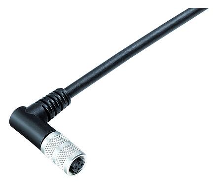 Illustration 79 1402 75 02 - M9 Connecteur femelle coudé, Contacts: 2, blindé, surmoulé sur le câble, IP67, PUR, noir, 5 x 0,25 mm², 5 m