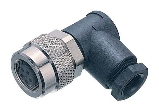 Illustration M9 Female angled connector, Contacts: 8, 3.5-5.0 mm, unshielded, solder, IP67