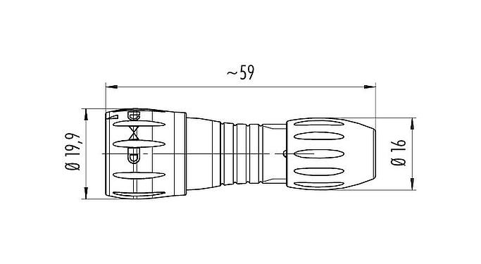 Dessin coté 99 0771 051 08 - Baïonnette Connecteur mâle, Contacts: 8, 4,0-6,0 mm, non blindé, souder, IP67