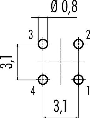 Disposición del conductor Snap-In Enchufe de brida, Número de contactos: 4, sin blindaje, THT, IP67, UL 2238, M8x0,75, Montaje frontal