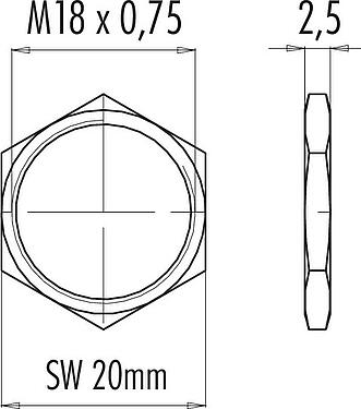 Dibujo a escala 01 0146 001 - M16 IP67 - tuerca hexagonal