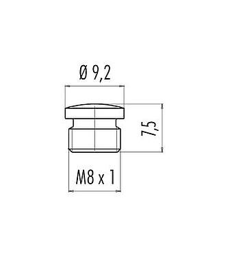 Scale drawing Protecting cap, IP67, for female panel mount connector