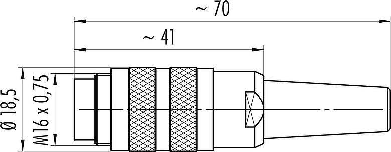 Scale drawing M16 Male cable connector, Contacts: 3 (03-a), 4.0-6.0 mm, shieldable, screw clamp, IP40