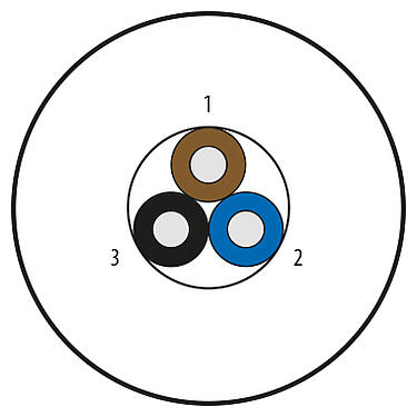 Illustration 08 3386 000 001 - Contacts: 3 Noyaux, non blindé, TPE, jaune, 3 x 0,34 mm², longueur variable
