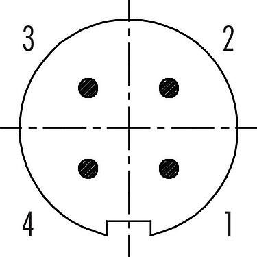 Contact arrangement (Plug-in side) Push Pull Male panel mount connector, Contacts: 4, unshielded, solder, IP40, M14x0,5, Front mounting