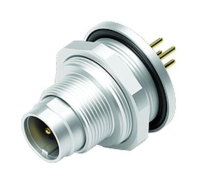 Illustration 09 0411 90 04 - M9 Male panel mount connector, Contacts: 4, unshielded, THT, IP67, front fastened