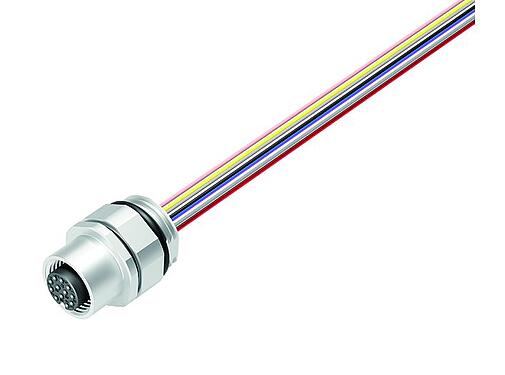 Illustration 76 2832 0111 00012-0200 - M12 Female panel mount connector, Contacts: 12, unshielded, single wires, IP68/IP69K, UL 2238, M16x1.5, Positionable coding alignment