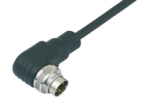 Illustration 79 6329 200 12 - M16 Male angled connector, Contacts: 12 (12-a), shielded, moulded on the cable, IP67, TPE-U (PUR), black, 12 x 0.25 mm², 2 m