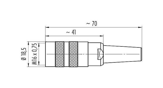 Dibujo a escala M16 Conector de cable hembra, Número de contactos: 4 (04-a), 6,0-8,0 mm, blindable, tornillo extraíble, IP40
