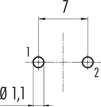 Conductor layout M16 Female panel mount connector, Contacts: 2 (02-a), unshielded, THT, IP40, M18x0,75, Rear mounting