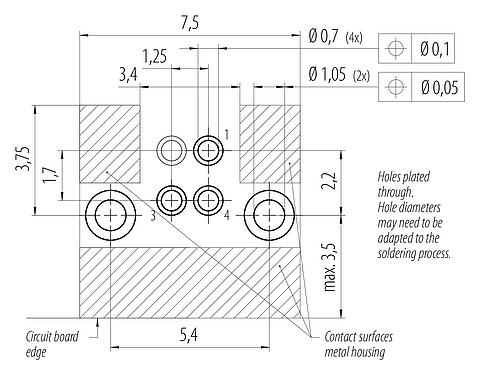 Disposición del conductor 86 8005 1101 00003 - M5 Enchufe de ángulo brida, Número de contactos: 3, blindable, soldadura, IP68, UL 2238, Montaje en pared