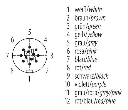 Disposición de los contactos (lado de la conexión) Snap-In Conector macho en ángulo, Número de contactos: 12, 4,0-6,0 mm, sin blindaje, soldadura, IP67