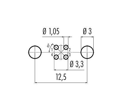 Disposición del conductor 86 6620 1121 00404 - M8 Toma de ángulo brida, Número de contactos: 4, blindable, THT, IP67