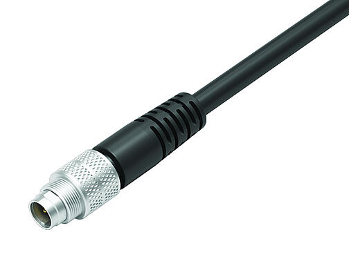 Ilustración 79 1409 12 04 - M9 Conector de cable macho, Número de contactos: 4, blindado, moldeado en el cable, IP67, PUR, negro, 5 x 0,25 mm², 2 m