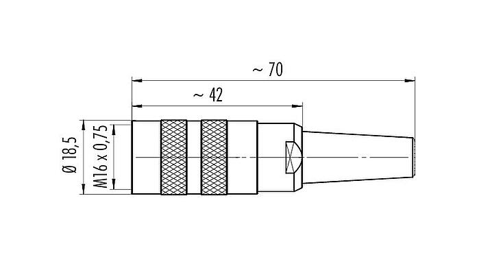 Dibujo a escala 99 2014 702 05 - M16 Conector de cable hembra, Número de contactos: 5 (05-a), 6,0-8,0 mm, blindable, crimpado (los contactos de crimpado deben pedirse por separado), IP40