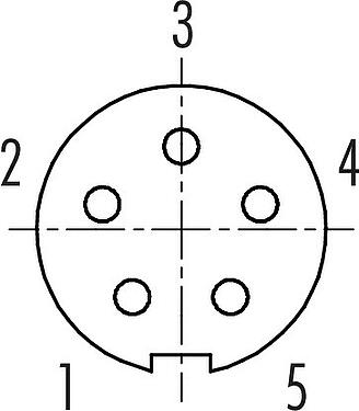 Contact arrangement (Plug-in side) Bayonet Female panel mount connector, Contacts: 5, unshielded, solder, IP40, M10x0.75, Front mounting