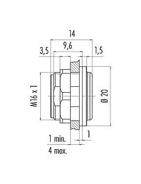 Dibujo a escala 08 2629 400 001 - Adaptador, sin blindaje, atornillable desde el frente