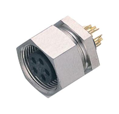 Illustration M9 Female panel mount connector, Contacts: 3, unshielded, solder, IP40, M9x0,5, Front mounting