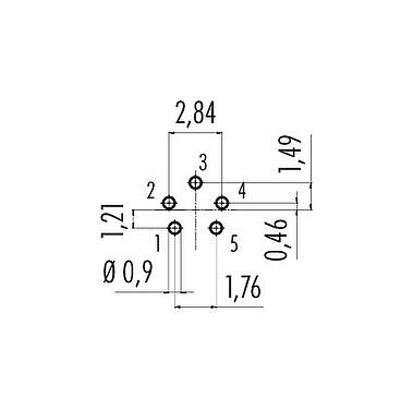 Disposición del conductor Snap-In Toma de brida, Número de contactos: 5, sin blindaje, soldadura, IP40, 1/4" 28 UNF, Montaje frontal