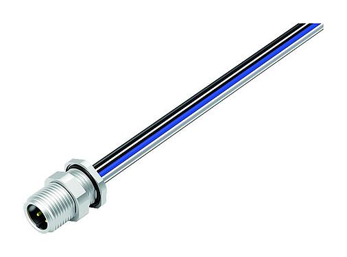 Illustration M12 Male panel mount connector, Contacts: 4, unshielded, single wires, IP68, UL 2238, M12x1.0, Rear mounting