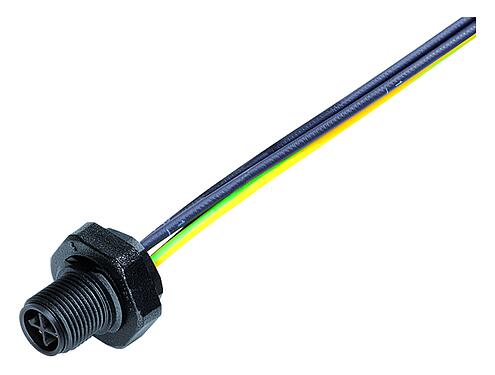 Illustration M12 Male panel mount connector, Contacts: 4, unshielded, single wires, IP68, UL 2238, M16x1.5, Rear mounting