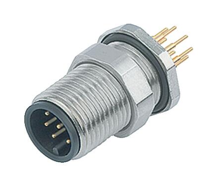 Illustration M12 Male panel mount connector, Contacts: 12, unshielded, THT, IP68, UL 2238, M12x1.0, Rear mounting, potted