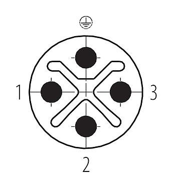 Disposición de los contactos (lado de la conexión) M12 Conector de cable macho, Número de contactos: 3+PE, 8,0-10,0 mm, sin blindaje, tornillo extraíble, IP67, UL 2238, VDE