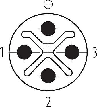 Disposición de los contactos (lado de la conexión) M12 Conector de cable macho, Número de contactos: 3+PE, 8,0-10,0 mm, sin blindaje, tornillo extraíble, IP67, UL 2238, VDE