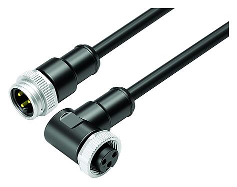 Ilustración 7/8" Cable de conexión conector de cable macho - conector de cable hembra, Número de contactos: 2+PE, sin blindaje, moldeado en el cable, IP68, UL 2238, PUR, negro, 3 x 1,50 mm², 5 m