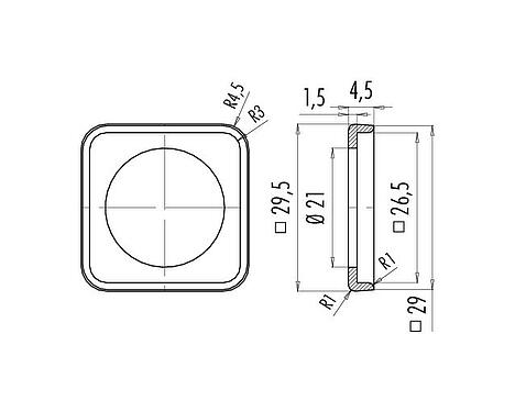 Scale drawing Seal, for male power connector, Tube assembly