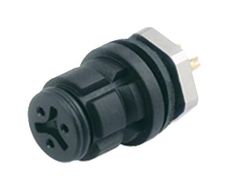 Illustration Snap-In Female panel mount connector, Contacts: 4, unshielded, solder, IP67, UL 2238, M8x0,75, Front mounting