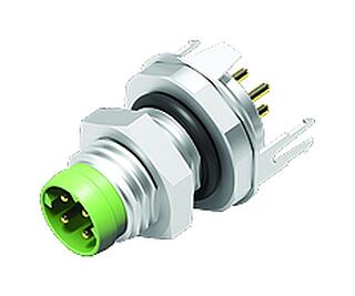 M8 Male panel mount connector, Contacts: 4, shieldable, THT, IP67, M8x1.0, Rear mounting, potted