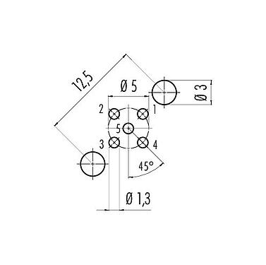 Disposición del conductor M12 Enchufe de brida, Número de contactos: 5, blindable, THT, IP68, UL 2238, PG 9, Montaje en pared, moldeado