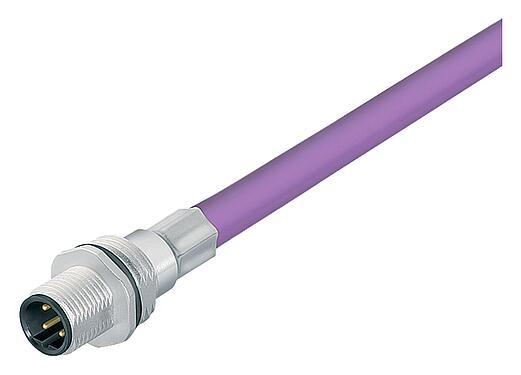 Illustration 70 4433 246 04 - M12 Embase mâle, Contacts: 2, blindé, assemblés avec câble, IP68, M16x1,5, Profibus, PUR, violet, 1 x 2 x 0,25 mm², 0,5 m