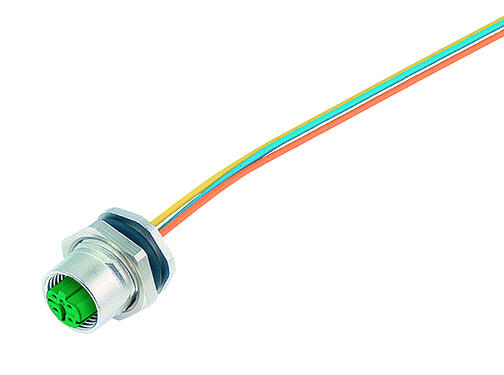 Illustration 76 0536 1011 00404-0200 - M12 Female panel mount connector, Contacts: 4, unshielded, single wires, IP67, UL, PG 9, front fastened