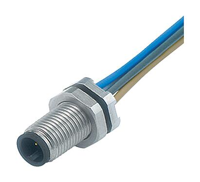 3D View 09 3111 86 04 - M5 Male panel mount connector, Contacts: 4, unshielded, single wires, IP67, front fastened