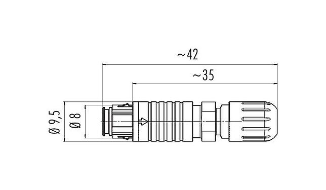 Dibujo a escala 99 4706 00 03 - Push Pull Conector de cable hembra, Número de contactos: 3, 3,0-4,0 mm, sin blindaje, soldadura, IP67