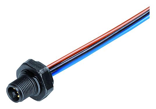 Ilustración M12 Enchufe de brida, Número de contactos: 4, sin blindaje, hilos, IP68, UL 2238, M16x1,5, Montaje en pared