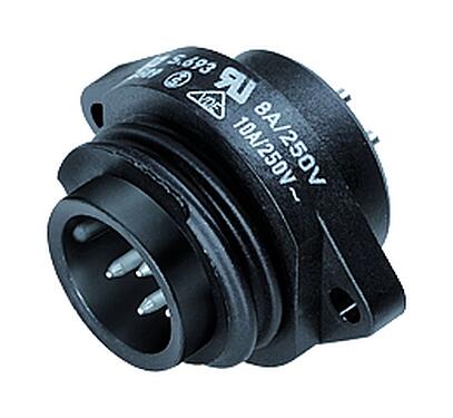 Illustration 09 4227 00 07 - RD24 Male panel mount connector, Contacts: 6+PE, unshielded, solder, IP67, UL, ESTI+, VDE