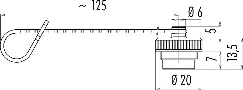 Scale drawing Protecting cap, IP67, for female cable connector
