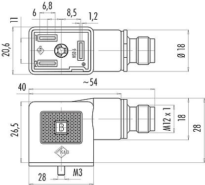 Scale drawing 99 5712 00 03 - Size B Adapter, Contacts: 2+PE, unshielded, pluggable, IP65
